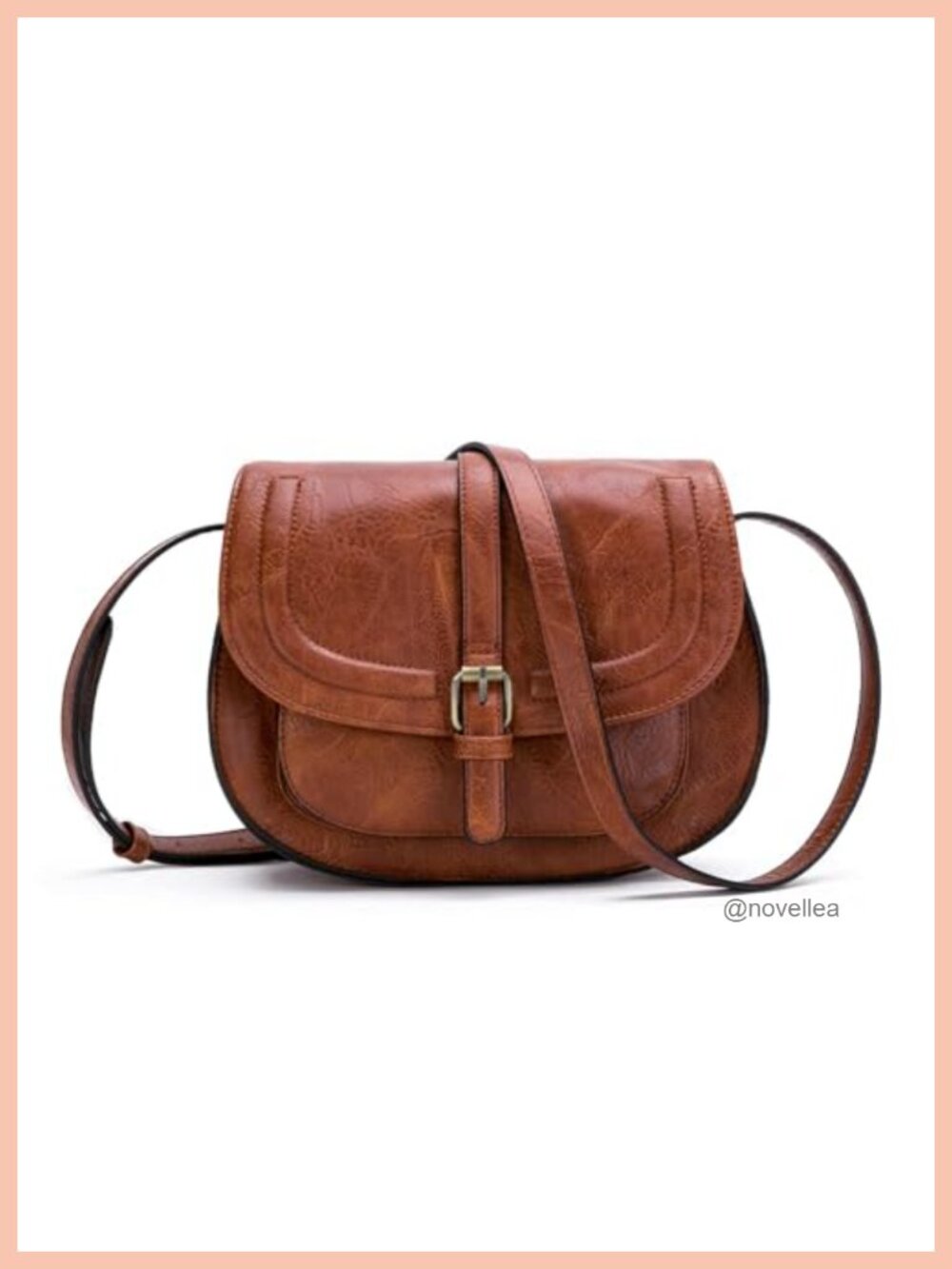 Vegan Leather Crossbody Saddle Purse with Adjustable Strap